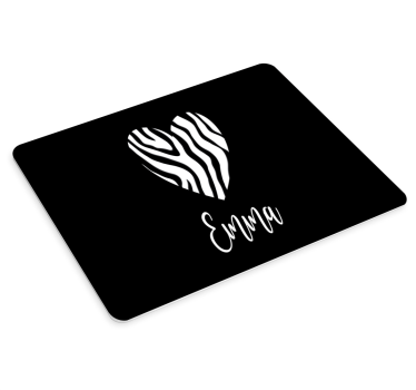Muismat met naam zebra hartomtrek - TenStickers
