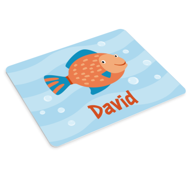 Vrolijke vis grafisch muismat met naam - TenStickers