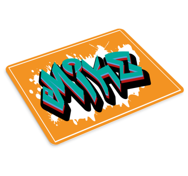 Muismat met naam in levendige graffiti stijl - TenStickers