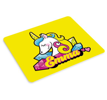 Muismat met naam eenhoorn karakterschilderij - TenStickers