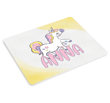 Muismat met naam eenhoorn thema personalisatie - TenStickers