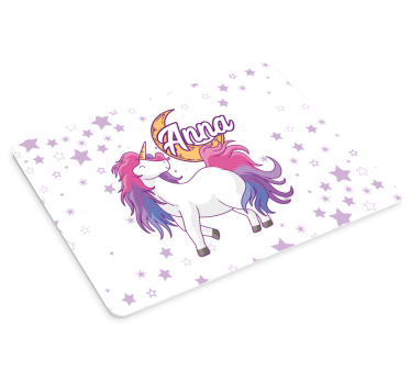 Muismat met naam speelse eenhoorn ontwerp - TenStickers