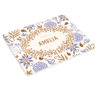 Muismat met naam bloemig aangepast arrangement - TenStickers