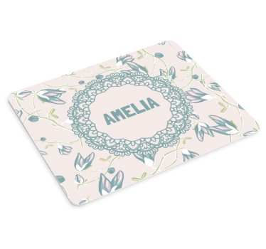 Muismat met naam bloemig kant ontwerp - TenStickers
