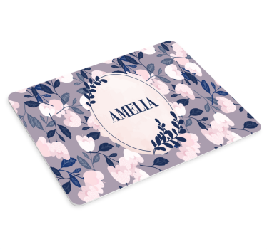 Muismat met naam bloemenpatroon gepersonaliseerd - TenStickers