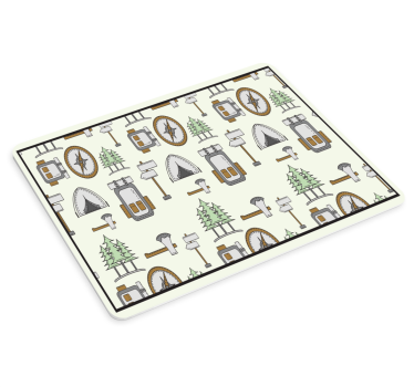 Originele muismat met campinguitrusting patroon - TenStickers