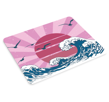Muismat wereldkaart gestileerd oceaanscène - TenStickers