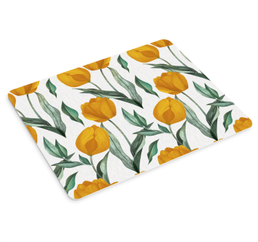 Patronen muismat gele tulpen met bloemenprint - TenStickers