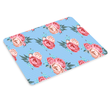 Blauwe XXL muismat met rozen - TenStickers