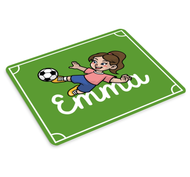 Muismat met naam meisje schopt voetbal - TenStickers