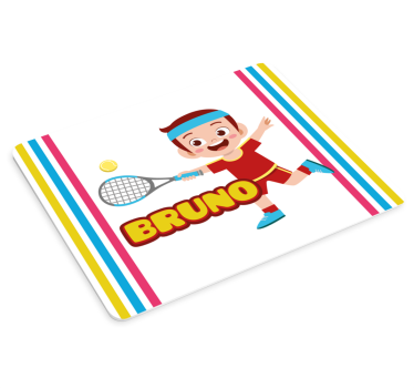 Muismat met naam speelse tennisfiguur - TenStickers