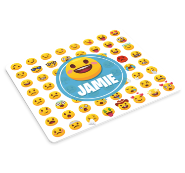 Muismat met naam emoji-patroon met blije gezichten - TenStickers