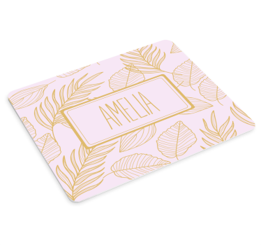 Muismat met naam elegant bladerenpatroon - TenStickers