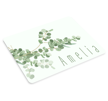 Muismat met naam eucalyptusblad gepersonaliseerd - TenStickers
