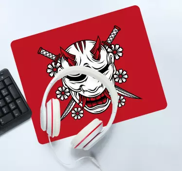 Anime muismat met dreigend oni masker - TenStickers