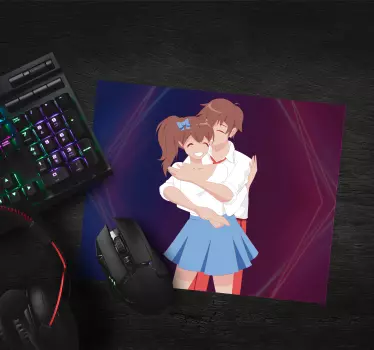 Anime muismat schattig koppeltje omhelzing - TenStickers