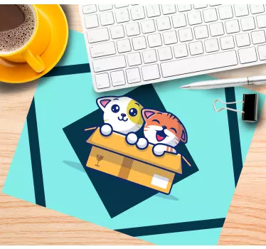 Anime muismat schattige katten aan het spelen - TenStickers