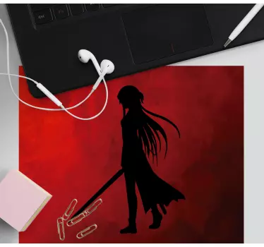 Anime muismat silhouet krijger figuur - TenStickers
