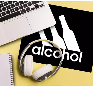 Citaat muismat met grafiek van alcoholflessen - TenStickers