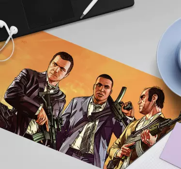 Drie personages confrontatie gaming muismat - TenStickers