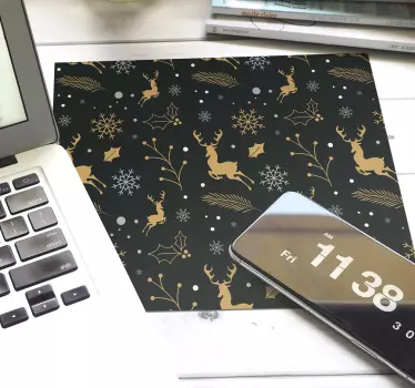 Elegante gouden rendieren muismat kerst - TenStickers