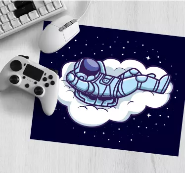Gaming muismat astronaut die op wolk zweeft - TenStickers
