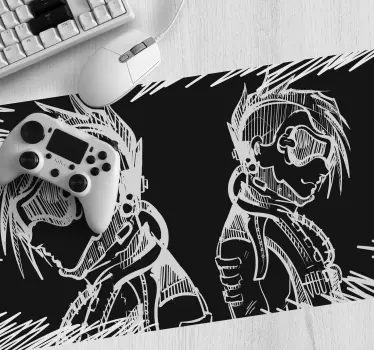 Gaming muismat dynamische karakter silhouetten - TenStickers