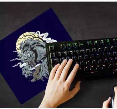 Gaming muismat fierce wolf howl - TenStickers