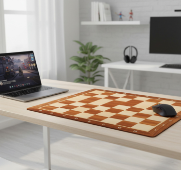 Gaming muismat houten schaakbord - TenStickers