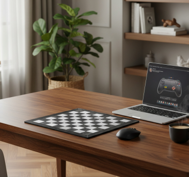 Gaming muismat houten zwart-wit schaakbord - TenStickers