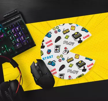 Gaming muismat met kleurrijke retro game symbolen - TenStickers