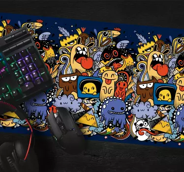 Gaming muismat met levendige animatiefiguren - TenStickers