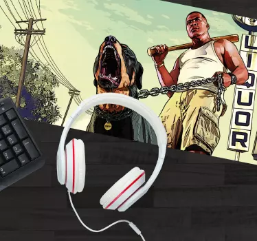 Gaming muismat personage met hond - TenStickers