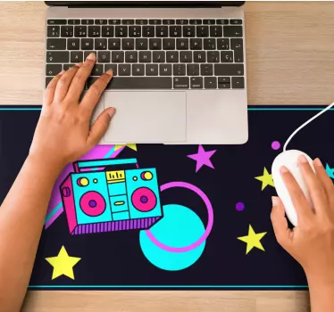 Gaming muismat retro boombox galaxy - TenStickers
