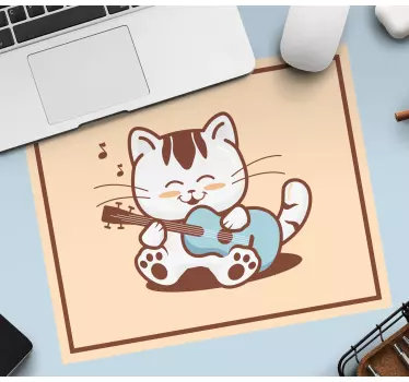 Gaming muismat schattige kat speelt gitaar - TenStickers