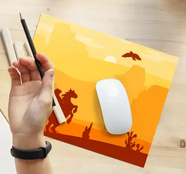 Gaming muismat silhouet van cowboy - TenStickers