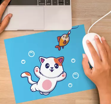Gaming muismat speelse kattenvisserij - TenStickers