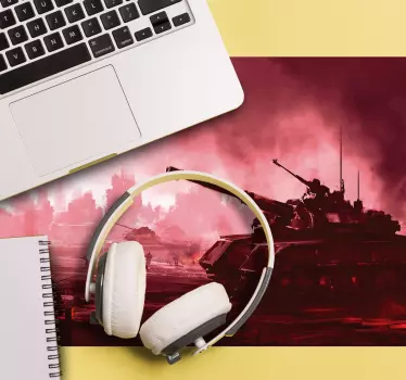 Gaming muismat tank battle scène - TenStickers