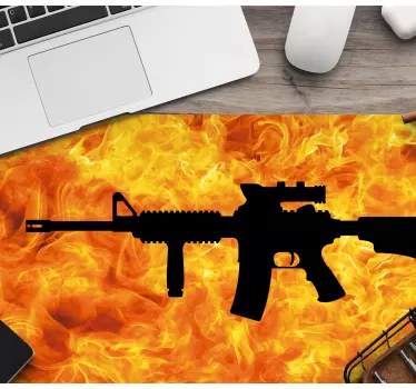 Gaming muismat vlam silhouet vuurwapen - TenStickers