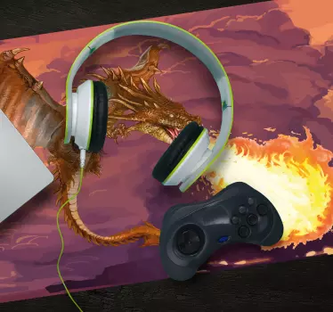Gaming muismat vuurspuwende draak - TenStickers