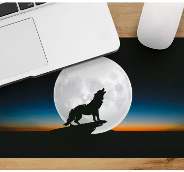 Gaming muismat wolf huilende maan - TenStickers