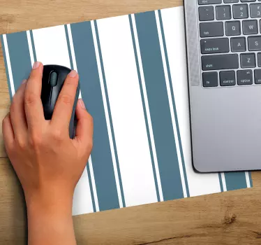 Gestreept blauw en wit motief patronen muismat - TenStickers