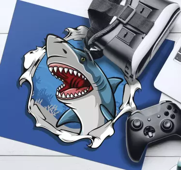 Muismat Grote haai 3d - TenStickers