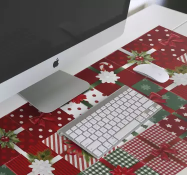 Muismat kerst feestelijk cadeau patroon - TenStickers