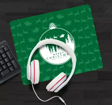 Muismat kerst feestelijke groene ornamenten - TenStickers