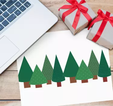 Muismat kerst gestileerd dennenbos - TenStickers