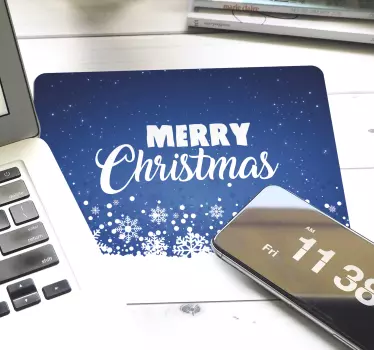 Muismat kerst vrolijke feestdagen sneeuwvlokken - TenStickers