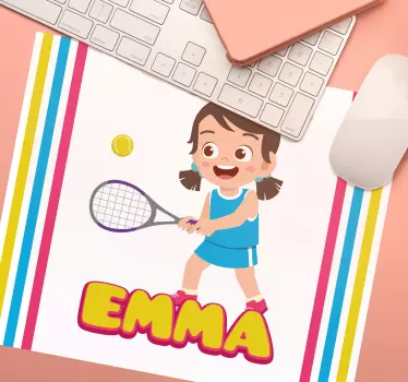 Muismat met naam animated tennis speler - TenStickers