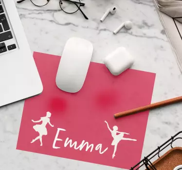 Muismat met naam Ballerina silhouet dansen - TenStickers
