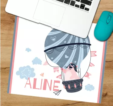 Muismat met naam balloon avontuur ontwerp - TenStickers